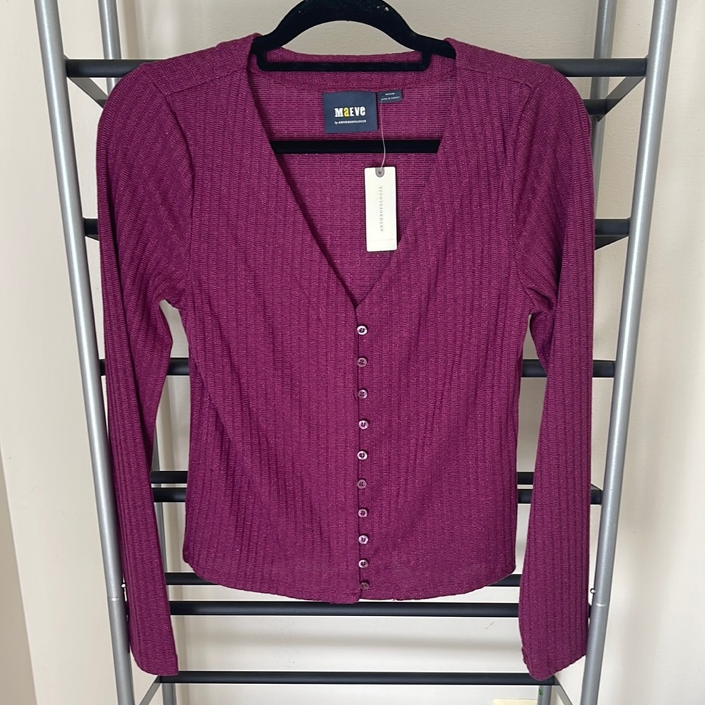 Maeve by Anthropologie SHIMMER button up top
